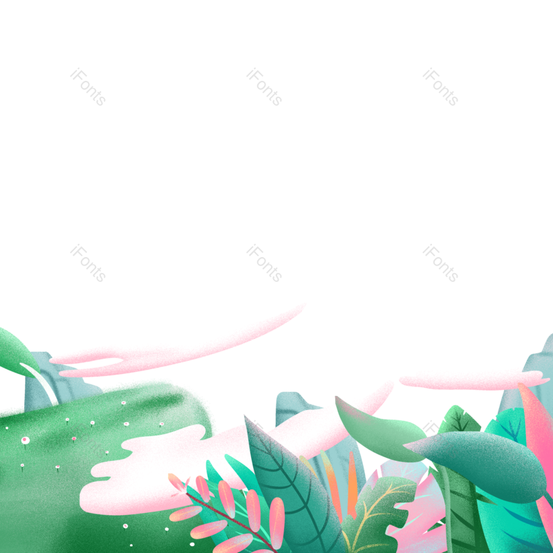 植物插画图片,植物素材元素,云朵PNG,插画素材免抠素材